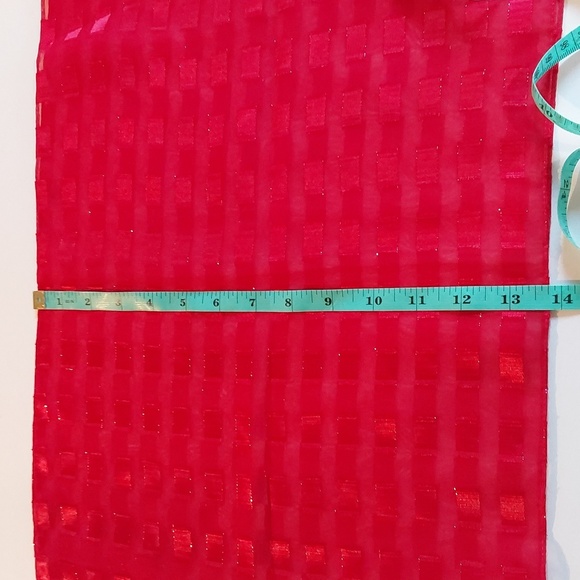 Cejon Vibrant Red Semi Sheer Dress Scarf Metallic Shimmer Box Design Large - Picture 7 of 7